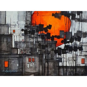 Salman Farooqi, 36 x 48 Inch, Acrylic on Canvas, Cityscape Painting, AC-SF-497